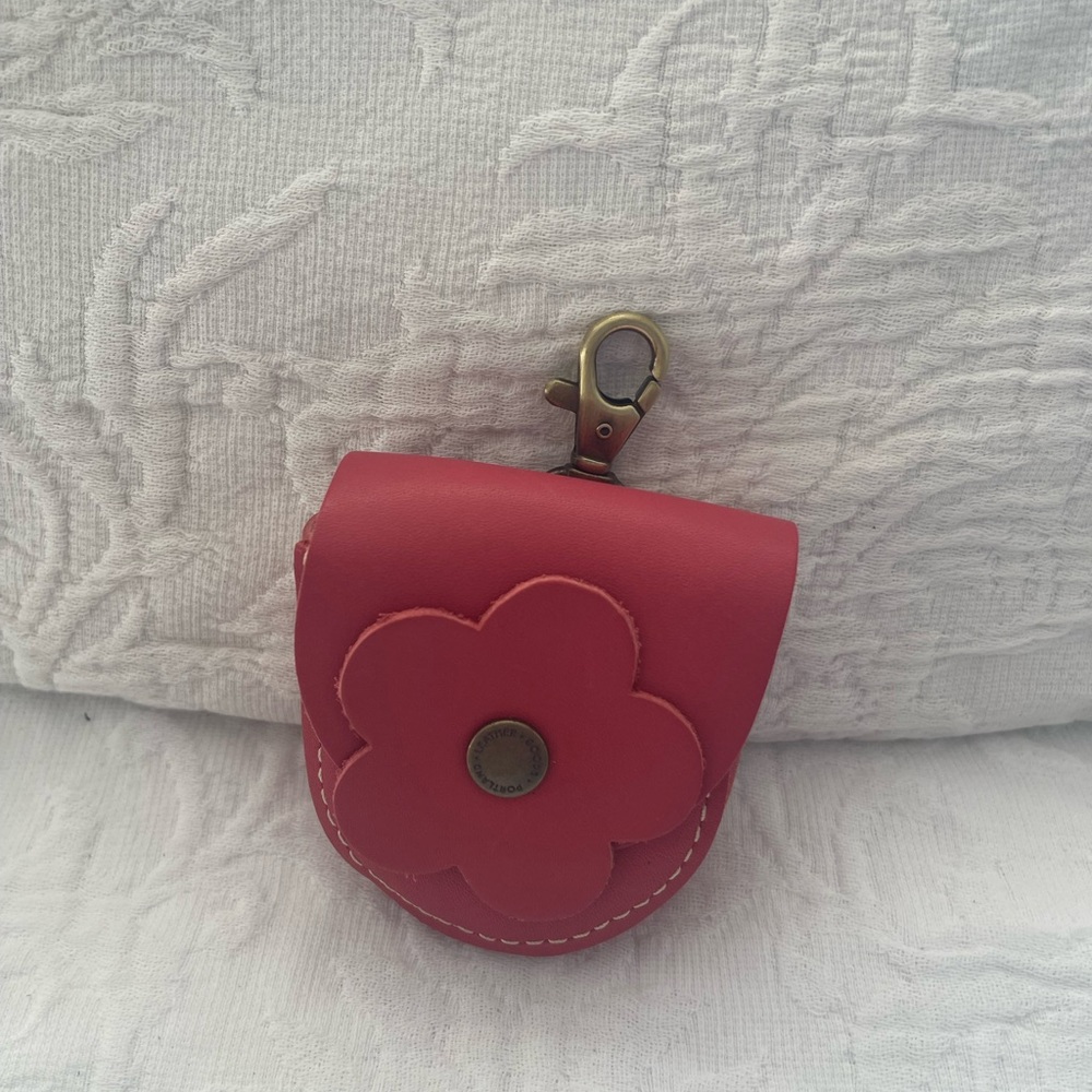 Portland Leather Goods Pink Flower Keychain Pouch